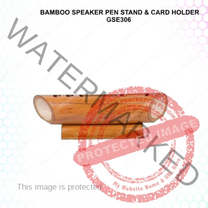Large Bamboo Speaker With Card Holder And Double Pen Stand
