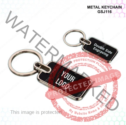 Rectangle Metal Keychain In Black Finish