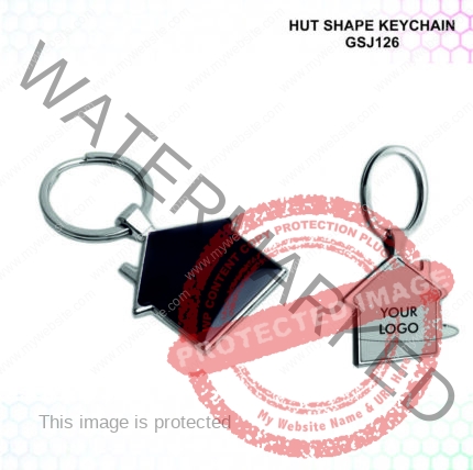 Hut Shape Metal Keychain In Black Finish