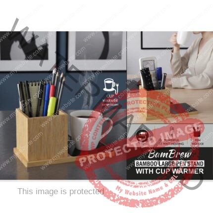 Bamboo Pen stand with Cup warmer
